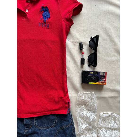 Y2K Red U.S. Polo Assn Polo Shirt (Medium) - Picture 2 of 2